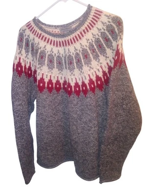 Suéter Pullover Eddie Bauer Para Mujer XL Gris Mezcla de Lana Fair Isle Invierno Nórdico Foto 1 de 4