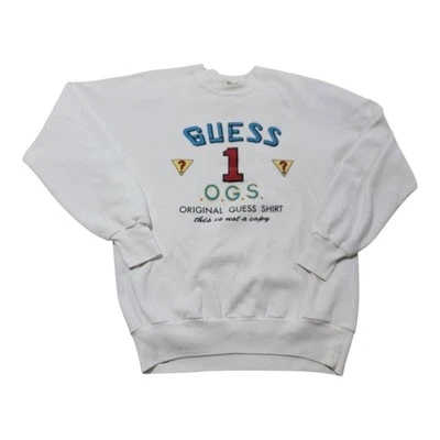 Vintage Guess Jeans USA Crewneck Sweatshirt Size Medium Spellout Puffy Print - Image 1 of 4