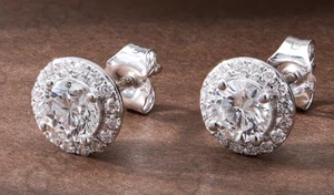 Beautiful Fancy Real Moissanite Gift 4 Women's Flower Stud Earring 925 Silver - Picture 1 of 5