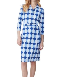 J. McLaughlin Calla Blue Knee Length Dress Size Medium Work Dress - Picture 1 of 8