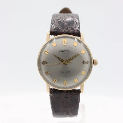 Vintage Croton 6E-S-C Aquamatic Men's Automatic Wristwatch Swiss 10k RGP & Steel - Image 1 of 4