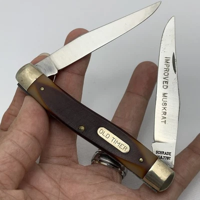 VINTAGE 1970s SCHRADE 770T THE OLD-TIMER IMPROVED MUSKRAT MADE IN USA  - Image 1 of 4