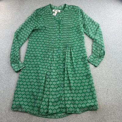 Vestido para mujer Diane Von Furstenberg 4 verde seda manga larga estampado geométrico Foto 1 de 4