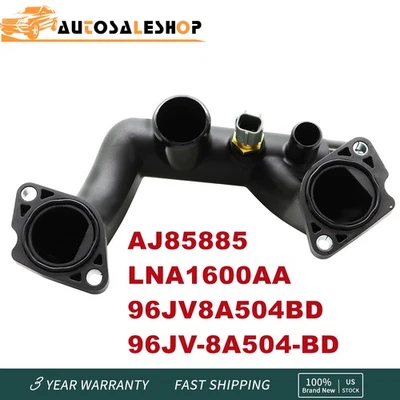 1X For Jaguar Vanden Plas XJ8 XK8 Thermostat Cover Outlet Pipe w/Sensor AJ85885 Foto 1 de 4