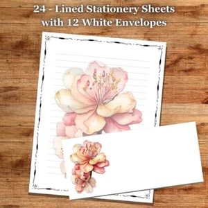 24 - linierte Schreibwarenblätter mit 12 weißen Umschlägen - Frühlingsmotiv #043 - Bild 1 von 2