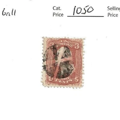 US Scott #85, 3 cent rose, D grill,Fancy ,1868, scv. $1050 - Image 1 of 2