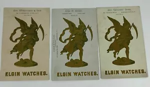 3 Antique Victorian embossed Elgin watch co trade cards Father time - Picture 1 of 6