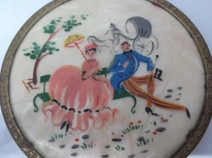 Caja de arroz en polvo vintage, art deco, pintada a mano RARA - Imagen 1 de 11