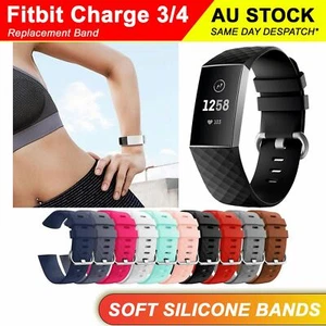 Fitbit Charge 3 4 Watch Soft Silicone Replacement Band Strap Diamond Texture AU - Picture 1 of 30