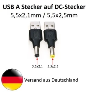 Adaptador USB A macho a macho 5,5x2,1mm / 5,5x2,5mm, USB a DC 12V - Imagen 1 de 3