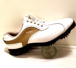 FootJoy Womens Greenjoys golf shoes sz 9.5 M with soft spikes white & tan 48377 - Picture 1 of 9