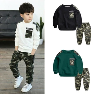 2pcs/ Set Teen Toddler Kids Baby Boys Clothes T-shirt Tops+Camo Pants Outfits H - Picture 1 of 21
