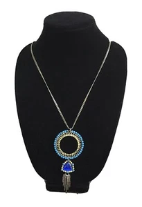 JS BOHO Gold Tone Turquoise/Cobolt Blue 30”Southwestern Necklace Stunning! - Picture 1 of 12