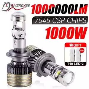 1000W 1000000LM H7 H4 Canbus Car Headlight Mini Lens LED Projector Bulb 6000K - Picture 1 of 21
