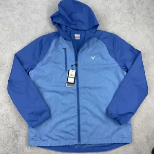 Callaway Men’s Full Zip Lined Hooded Golf Windbreaker Jacket Lapis Blue Large - Picture 1 of 8