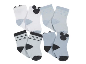 Disney Baby Mickey Mouse 4 Pairs Baby Boy Socks NWT Size 0-6 Months Blue - Picture 1 of 1