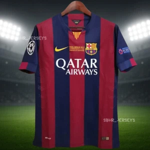 Messi #10 Barcelona 2014-15 Champions League Home Short Sleeve Jersey - Picture 1 of 4