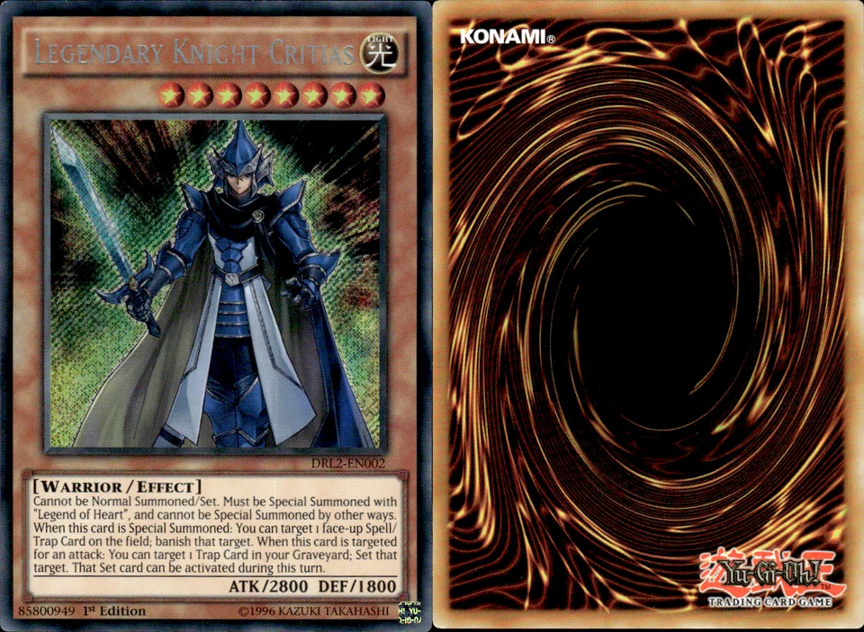 Yugioh Legendary Knight Critias DRL2-EN002 Secret Rare 1st Ed Near Mint  - Image 1 of 1