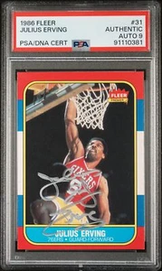 Julius Erving 1986 Fleer Signed Basketball Card #31 Auto Graded PSA 9 91110381 - Picture 1 of 1