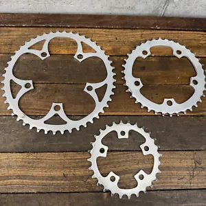 Vintage Shimano Deore XT Chainring Set FC-M730 48 38 28 110 74 BCD Aluminum 80s - Picture 1 of 15