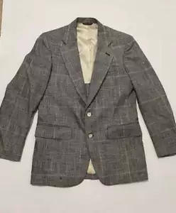 Vintage Cricketeer Black White Tweed 2 Button Blazer Sport Coat 38 R Tailored US - Picture 1 of 10