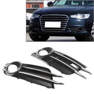 1x Lower Bumper Fog Light Fog Lamp Grille Cover With Hole For Audi A6 C7 11-15 - Picture 1 of 7