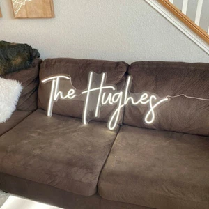 Wedding Decor LED The Hughes Neon Light Sign Dimmable for Home Room Wall Hanging - Picture 1 of 6