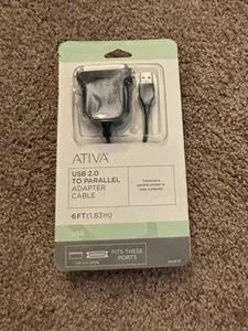 Ativa® USB to Parallel Printer Adapter Cable, 6' - Picture 1 of 2