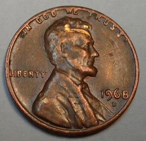 1968 D LINCOLN PENNY WITH ERROR ON TOP RIM & “L” IN LIBERTY EDGE IN GOD WE TRUST - Picture 1 of 14