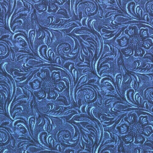 Moda 11216 12  Tooled Leather pattern "DENIM BLUE"  bty - Image 1 of 1