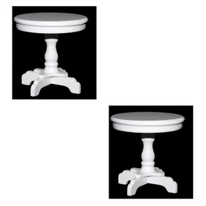 2 Pezzi Mini Tavolo Rotondo in Legno Imitazione Casa Modello Tè Decorazioni 1:12 - Foto 1 di 10