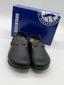 Berkenstock Tokio Super Grip Men’s Sz 10 N Black Leather Back Trap Clogs Sandals - Picture 1 of 16