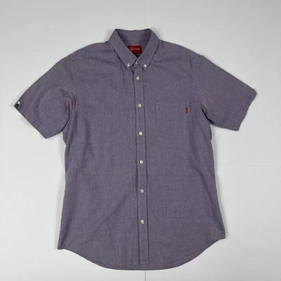 Рубашка Supreme мужская Chambray Oxford размер L большая с коротким рукавом фиолетовая - Изображение 1 из 4