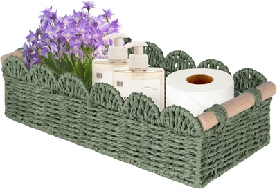 Toilet Paper Storage Basket, Small Wicker Baskets for Storage, Scalloped Narrow  - Image 1 of 4