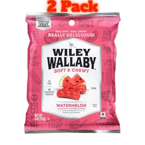 2 Beutel Wiley Wallaby weiche & zähe Wassermelone Gourmet Lakritz 4 Unzen fettfrei! - Bild 1 von 2