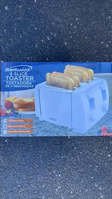 Brentwood 4 Slice Cool-Touch Toaster White Extra-Wide Slots 7 Shades - Image 1 of 3