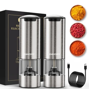 2 Pack Electric Salt and Pepper Grinder Set USB Rechargeable with LED Light a... - Picture 1 of 7
