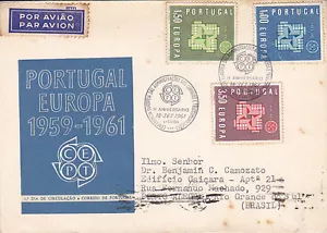 PORTUGAL EUROPA FIRST DAY COVER 1961 WITH NICE CANCEL JORNAL FILATELICO - Foto 1 di 2