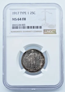 1917 Type 1 Standing Liberty 25c Quarter NGC MS 64 FH - C1747 - Picture 1 of 6