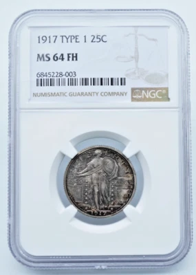 1917 Type 1 Standing Liberty 25c Quarter NGC MS 64 FH - U885 - Image 1 of 4