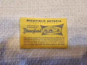 1960's Disneyland RICHFIELD AUTOPIA Operator's License Ticket Read Description - Bild 1 von 2
