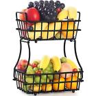 2-Tier Fruit Basket Metal Fruit Bowl Bread Baskets Detachable Fruit Holder Ki...