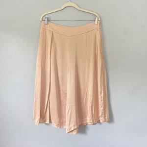 Magaschoni Culottes Size 14 Peach 100% Silk Cropped Pants Skirt Designer Luxe - Picture 1 of 8