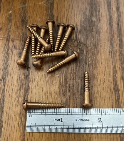 Antique Wood Screws Round Head Slotted # 8 X 1 Brass Everdur Bronze Cover