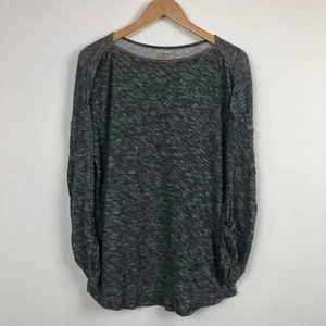 Ann Taylor LOFT Women's Knit Top Roll Tab Sleeves Gray Cotton Blend Size XL - Picture 1 of 6
