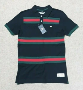 SOUTHPOLE - Polo de manga corta para hombre - NEGRO / VERDE ROJO Rayas - Talla M - Imagen 1 de 9