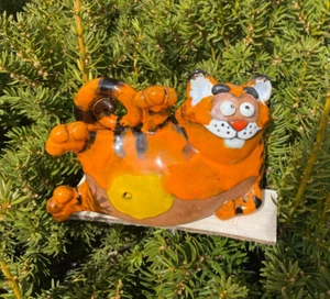 Keramik Gartenkugel Dekoration Statue Katze H14cm Midene Handgefertigt - Bild 1 von 14
