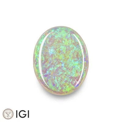 IGI Certified AUSTRALIA White Opal 3.37 Ct. Natural Untreated OVAL Play of Color - Image 1 of 4