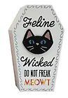 Ashland Brand Black Cat Halloween Tabletop Coffin "Wicked Do Not Freak Meowt"