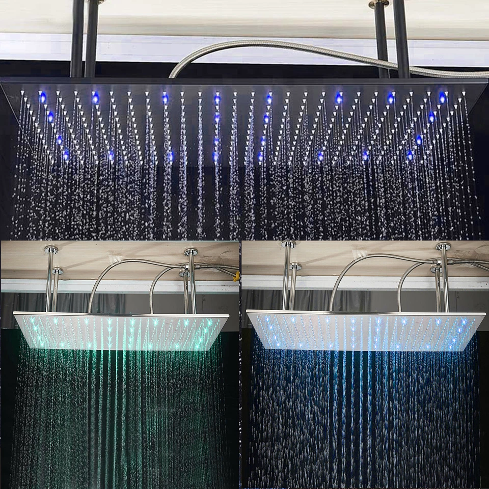 Large Rainfall 16x32" Shower Head High Pressure Luxury LED Overhead Top Sprayer - Image 1 of 1